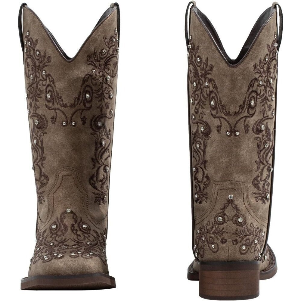 SheSole Womens Western Cowgirl Boots Square Toe Ladies Cowboy Boots Mid Calf - Picture 2 of 7